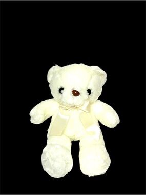 Cream Teddy Bear Plush 11.8” Soft Stuffed Animal with Satin Bow